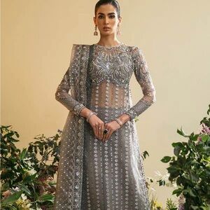 Nyra Couture Elegant Gray Embellished Dress